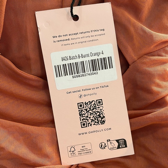 SOLD NWT Oh Polly Ruched Hardware Detail Strapless Midaxi Dress in Burnt Orange - Picture 11 of 12